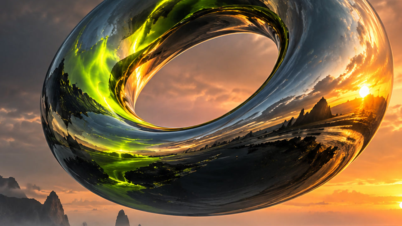 Close-up detail of the chrome sculpture